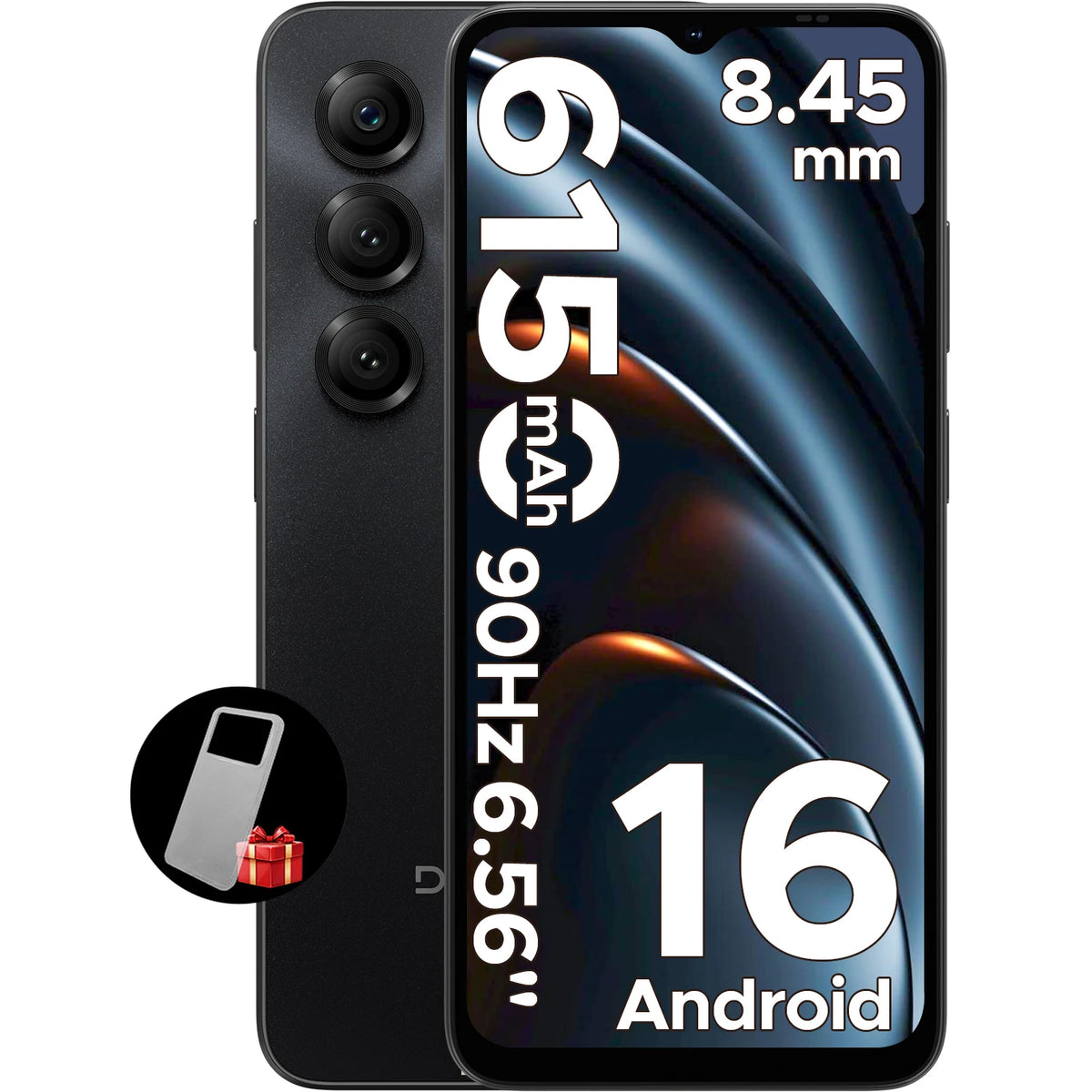 Smartphone DOOGEE Note56 Android 16, batería de 6150 mAh, 24 GB de RAM (3+21), 64 GB de ROM, cámara de 8 MP, pantalla de 6.56" a 90 Hz, teléfono móvil ultra delgado de 8.45 mm