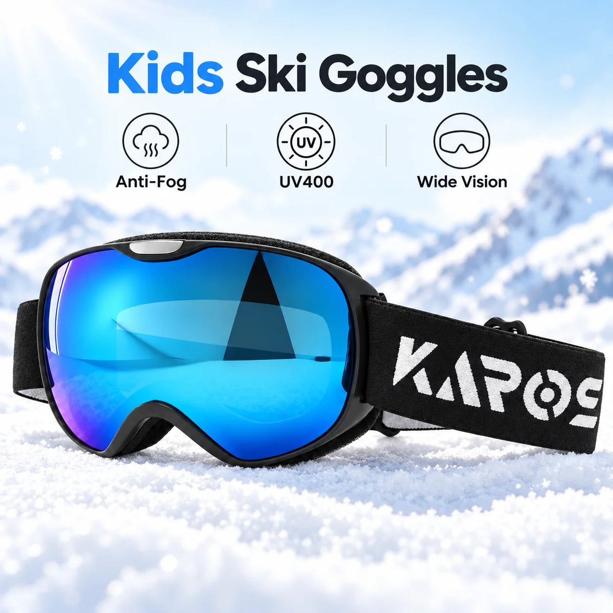 Gafas de esquí para niños, con lentes de doble capa antivaho y protección UV400, ideales para deportes de invierno, snowboard, motos de nieve y esquí.