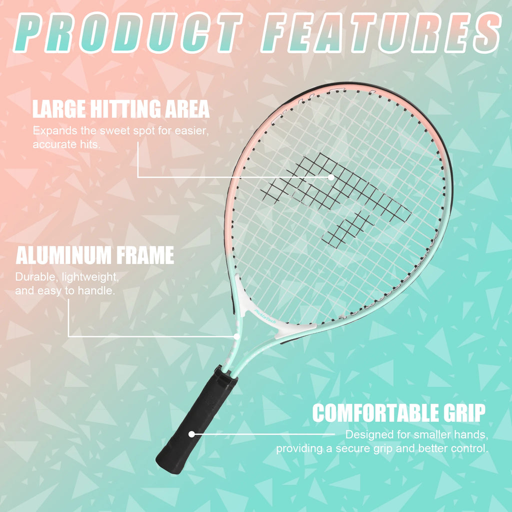 AMASPORT&PickleTech Raqueta de Tenis para Niños de 17 Pulgadas, Raqueta de Tenis de Aluminio con Bolsa para Niños Pequeños, Raquetas para Jugar al Aire Libre/Interior