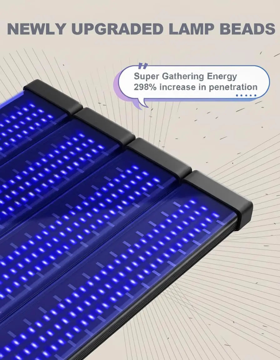 Solárium Facial de 60W para el Hogar 360 °   Lámpara de Bronceado con Luz Azul de 432 LED de 460nm y 490nm, Rotación, para Rostro y Cuerpo, Soporte Ajustable de 38-160cm