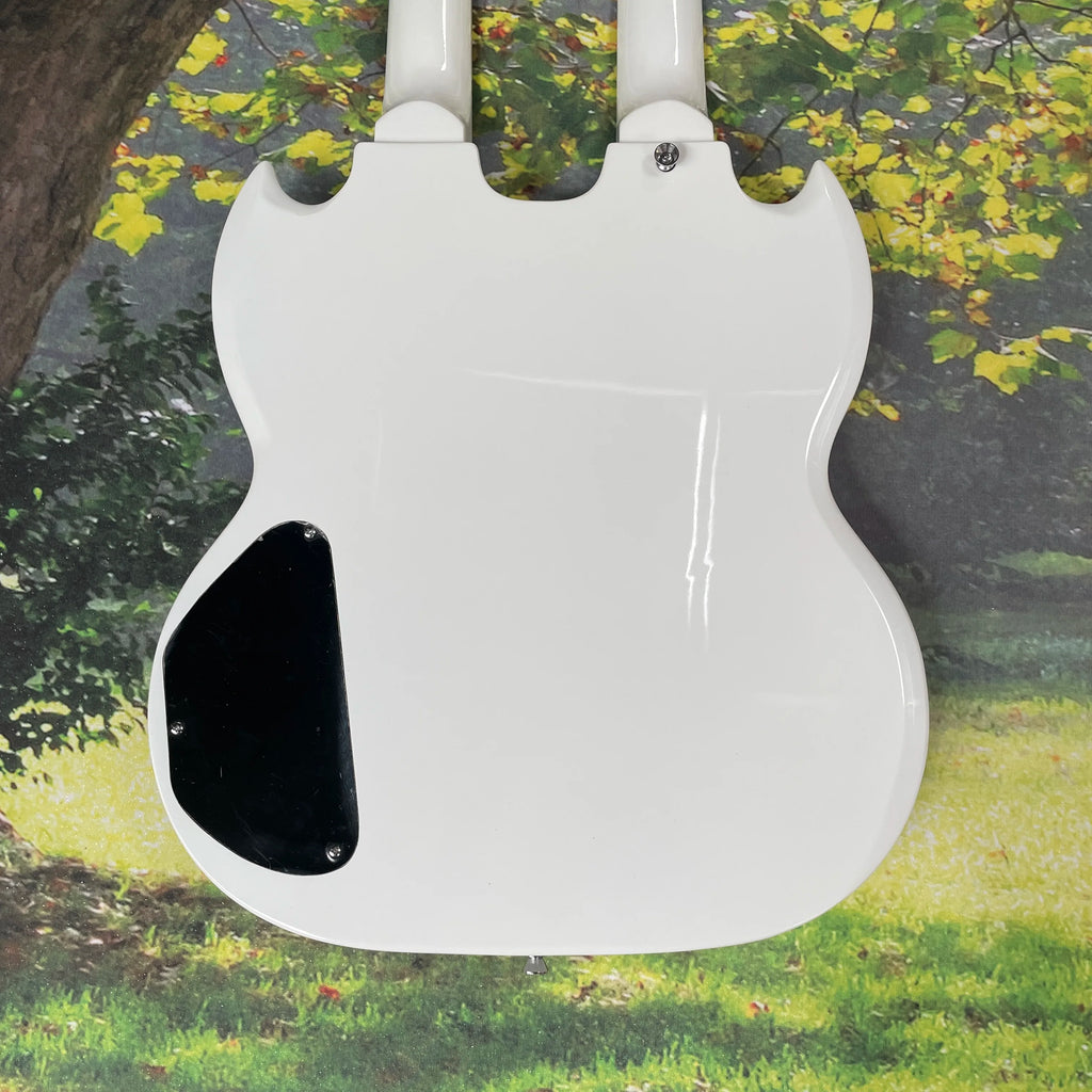 Guitarra eléctrica blanca 12+6, diapasón de palisandro con marcadores de trastes cuadrados, guitarra eléctrica de 20 trastes para toque rápido.