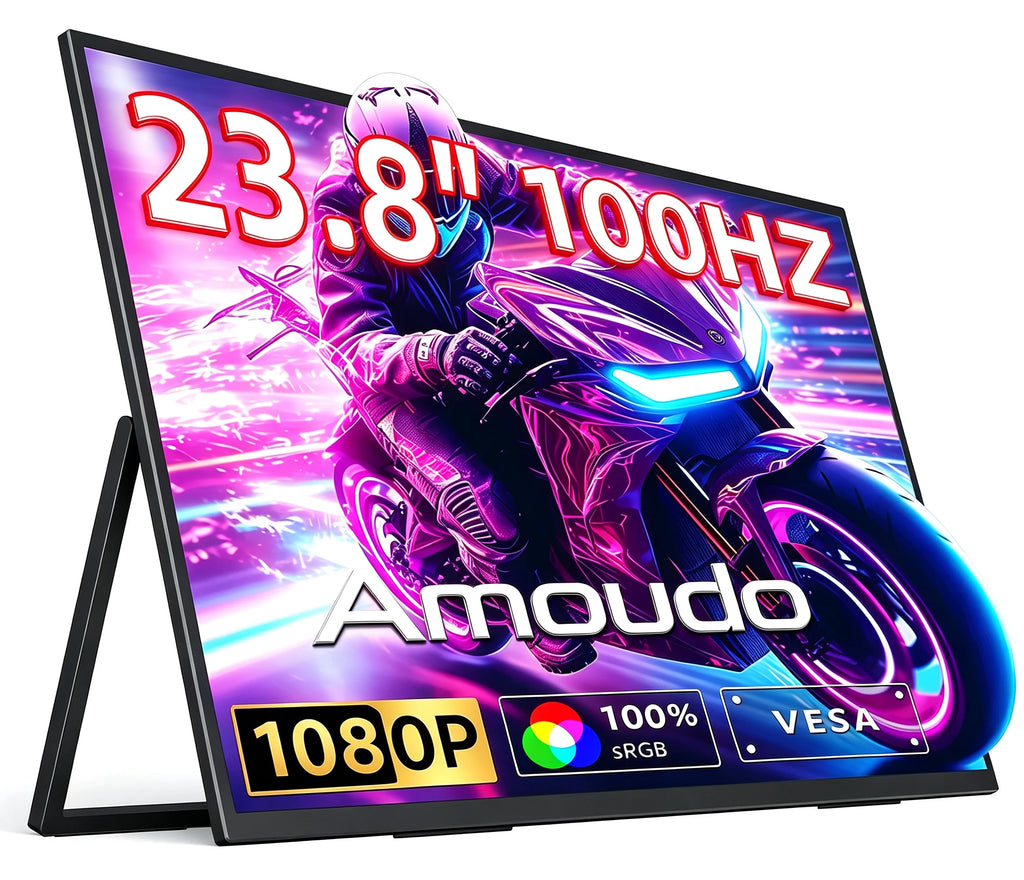 Monitor Portátil Amoudo de 23,8 Pulgadas, 1920*1080P, 100Hz, Compatible con VESA, Monitor Portátil de Pantalla Ancha, Monitor Móvil
