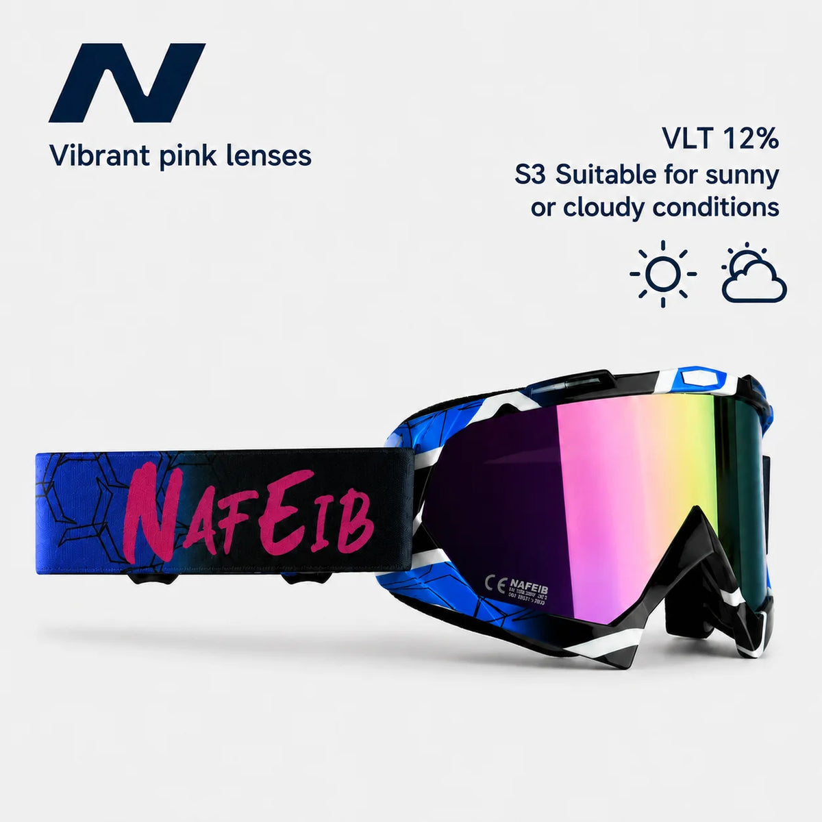 Gafas de Esquí, Aptas para Esquí y Snowboard, Gafas de Motociclismo para Todas las Estaciones, Equipadas con Lentes Anti-UV HD UV400