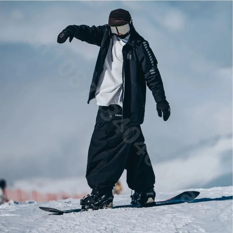 Pantalones de esquí holgados y cálidos para hombre y mujer, pantalones de esquí impermeables para invierno, ropa para snowboard