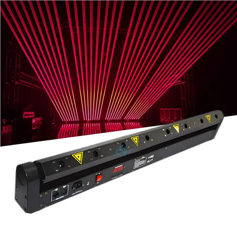 Proyector Láser DJ de 8 Ojos, Barra de Luz Láser Roja de 8X500mw, Luces de Cabeza Móvil con Control DMX, Iluminación de Discoteca para Escenario, Fiestas y Espectáculos