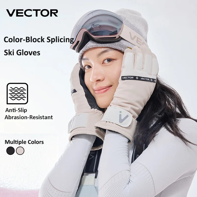 Guantes de esquí de invierno para invierno, Guantes Térmicos de Snowboard resistentes al viento, guantes de esquí con pantalla táctil para hombres y mujeres