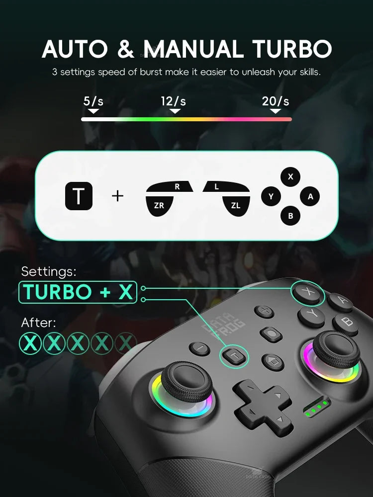 Controlador de juego inalámbrico para Switch 2 / Switch OLED / Lite Console Pro Joystick Gamepad con Turbo y batería de 1000mAh