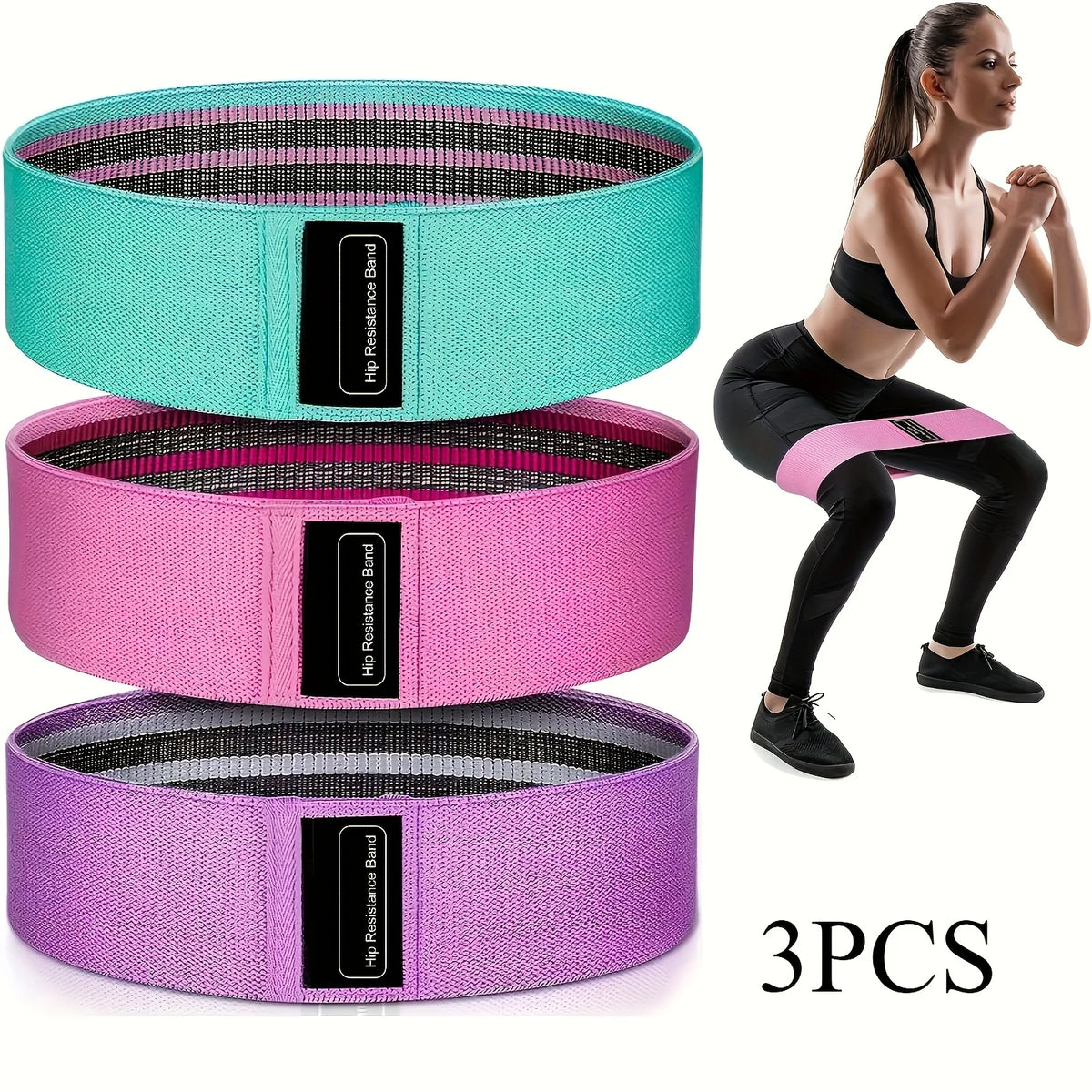 3 Bandas de Resistencia de Tela para Ejercicios de Estiramiento, Glúteos, Piernas, Yoga, Pilates, Flexbands, Entrenamiento Físico