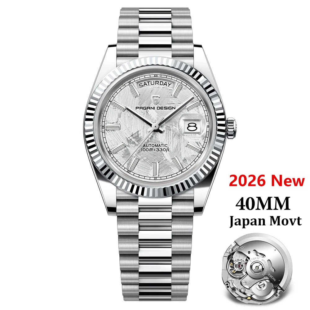 PAGANI DESIGN 2026 Nuevo reloj DD40 NH36A para hombre, reloj mecánico automático de lujo, cristal de zafiro AR, reloj de pulsera con fecha para hombre