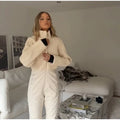 Mono de esquí acolchado informal con cuello alto y manga larga, con cremallera, para mujer, invierno 2026, traje de nieve cálido, mono de esquí de una pieza para dama