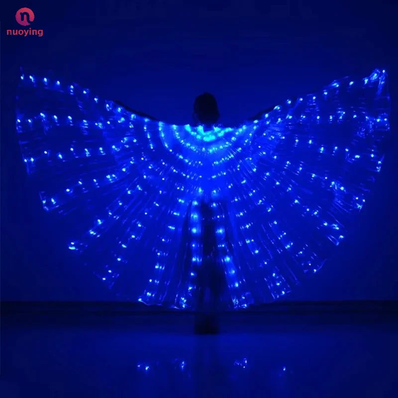 Capa con alas de mariposa y ángel que se iluminan con luces de colores, disfraz de Isis con luces LED para mujeres, capa luminosa para fiestas de Halloween, Navidad y espectáculos.