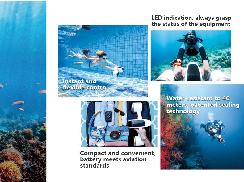 Nueva Versión de Equipo de Buceo Mixto, Scooter Submarino Eléctrico con Doble Motor de Hélice para Deportes Acuáticos