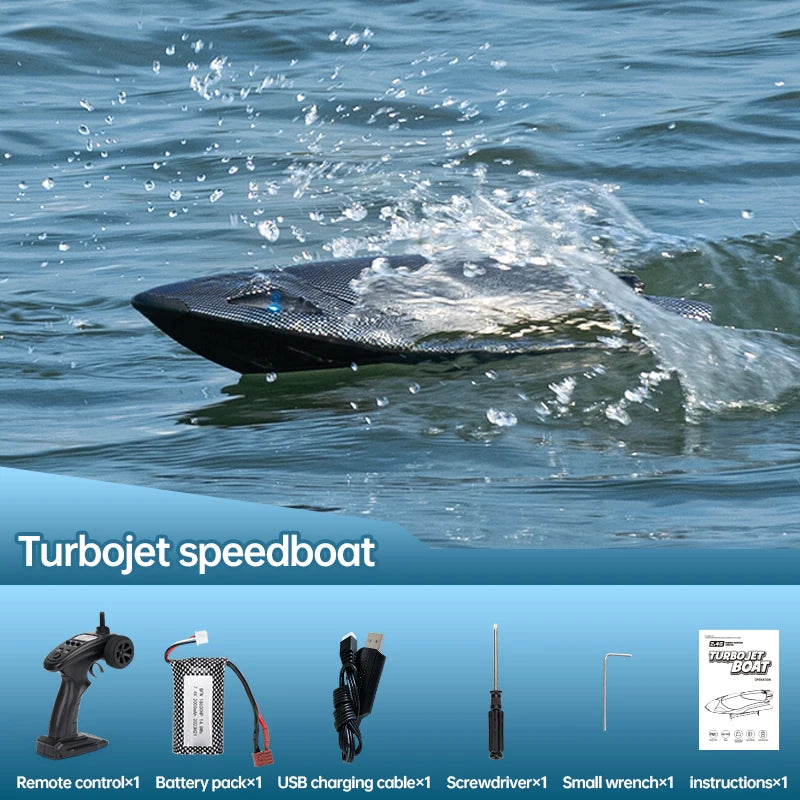 2.4G Children's Electric High Speed Remote Control Boat Model Eddy Speedboat Large Turbojet Water-Cooled Speedboat Model Toys