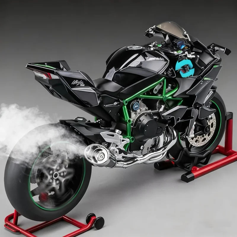 Modelo de motocicleta de carreras de aleación Key Start 1:9 H2 H2R, modelo de motocicleta deportiva de pista fundida a presión, con sonido, luz y rociador, regalo de juguete para niños
