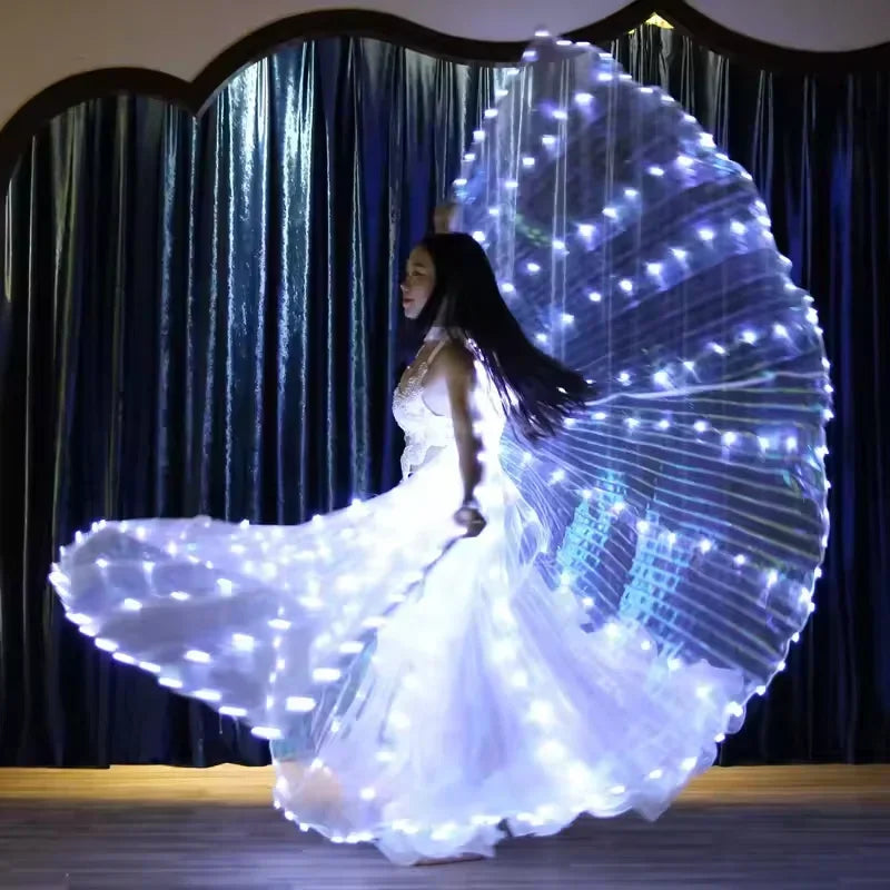 Capa Luminosa LED con Alas de Mariposa para Actuaciones Escénicas, Disfraz de Danza del Vientre, Arte Luminoso Portátil, Accesorio para Fotos de Fiesta de Halloween