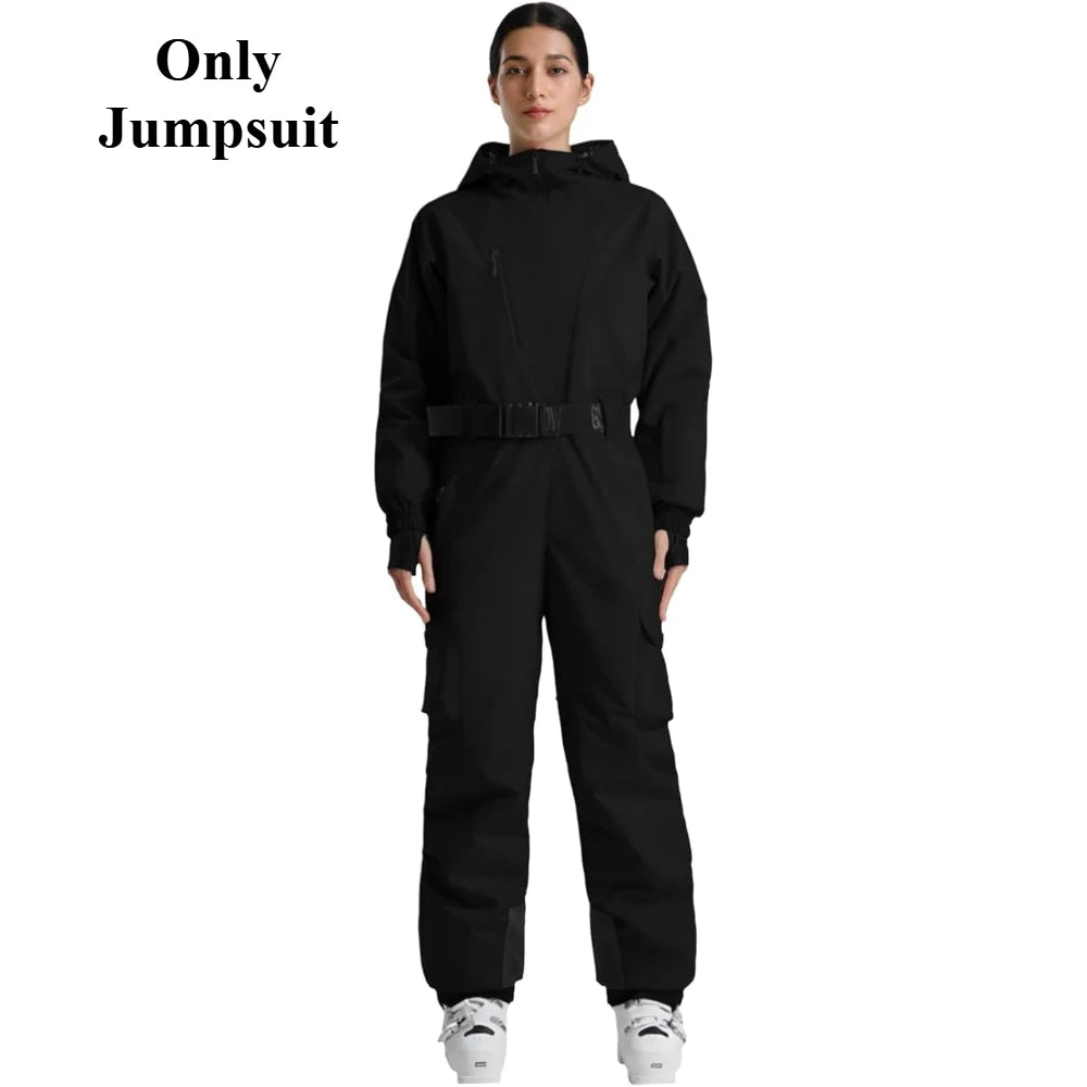 Nuevos Trajes de Esquí de Una Pieza para Mujer 2026, Monos Aislantes de Invierno, Ropa Impermeable para Snowboard con Cinturón, Ropa para Actividades al Aire Libre