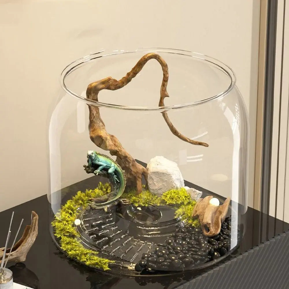 Durable Transparent Round Fish Tank Anti-broken Fall Resistant Fish Bowl Decorative Plastic Viewing Tank Living Room