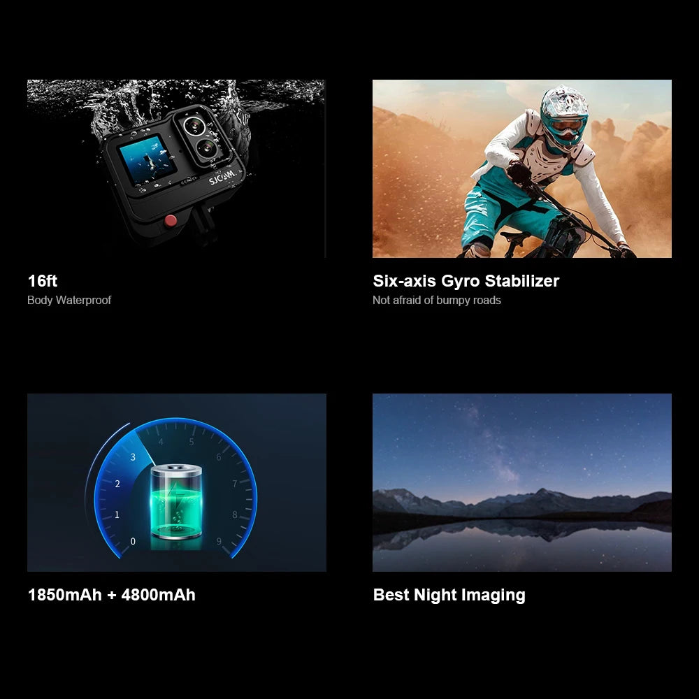 Cámara de Acción SJCAM SJ20 Impermeable con WiFi 5G para Motociclismo, Ciclismo y Viajes por Carretera, Aventuras Diurnas y Nocturnas, Cámara Creator