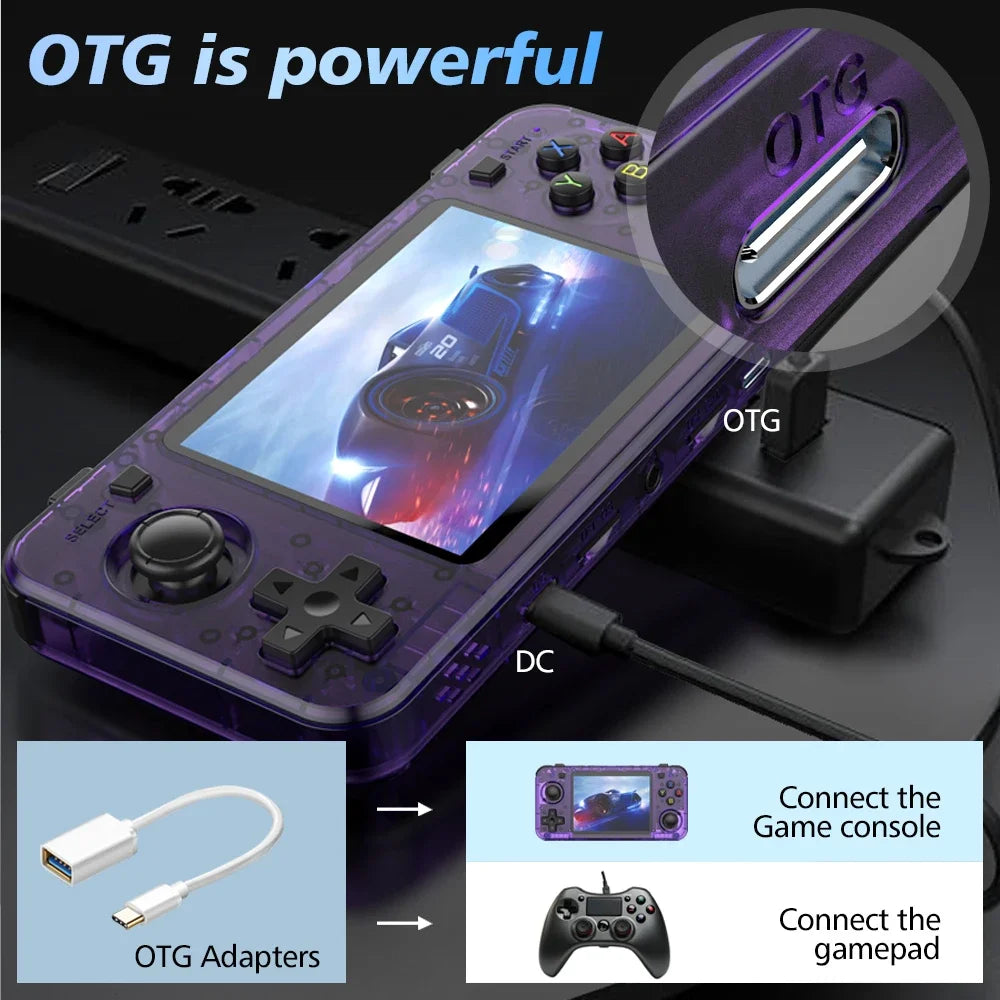 Consola de juegos retro portátil R36H ARKOS, reproductor de video de bolsillo de 64G 128G, pantalla IPS de 3.5 pulgadas, formato horizontal R36S, regalo para niños