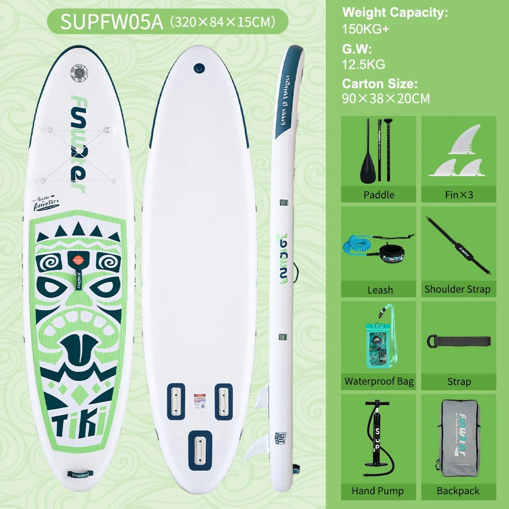 Tabla de Paddle Surf Inflable FunWater, Tabla de Surf SUP, 335*84*15CM, Antideslizante, para Deportes Acuáticos