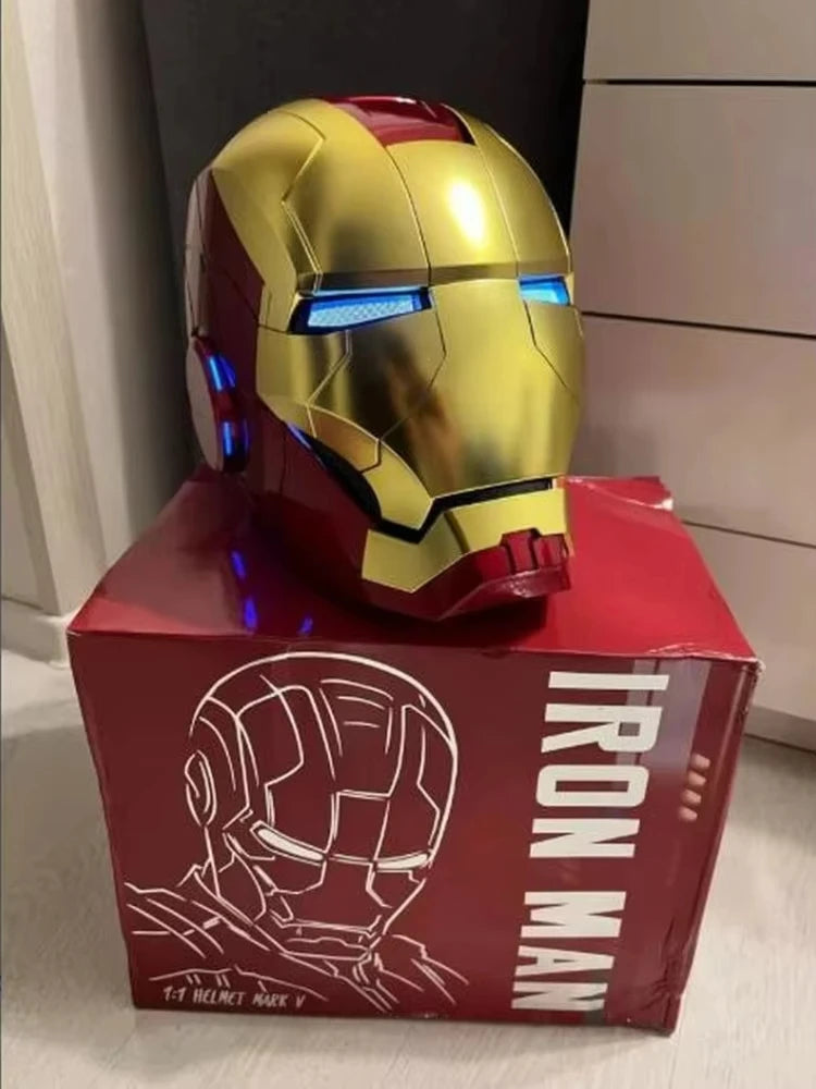 Casco de Iron Man, modelos Mk5, Mk7, Mk50 y Mk17, con interruptor de control de voz en inglés, para juegos de rol, como adorno coleccionable, regalo de cumpleaños o para las fiestas.