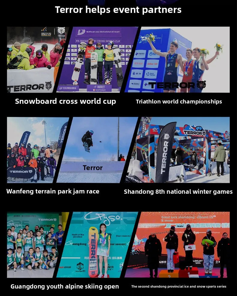 Tabla de Snowboard Pequeña de Fibra de Carbono Tipo Sándwich para Todo Terreno, Modelo TERROR Team, de Rápida Instalación, para Habilidades Avanzadas de Carving