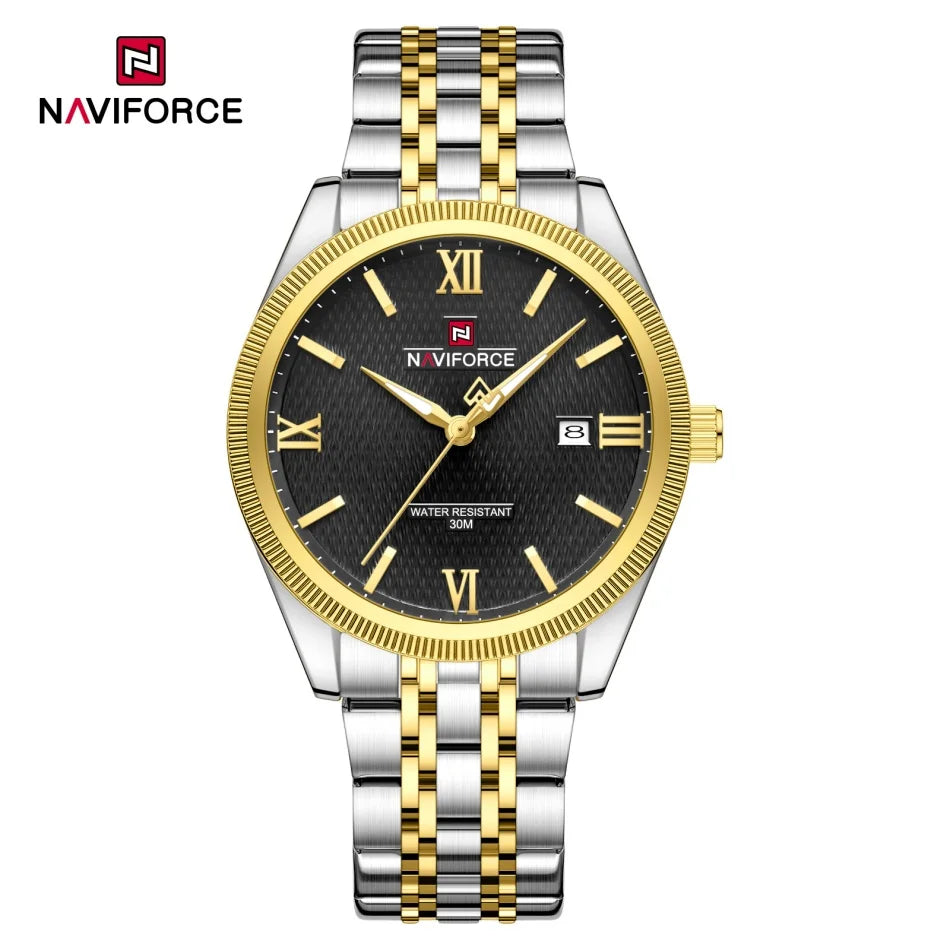 Reloj NAVIFORCE clásico para hombre, pantalla con puntero luminoso, resistente al agua 3ATM, movimiento de cuarzo, calendario, diseño sencillo, relojes para chico