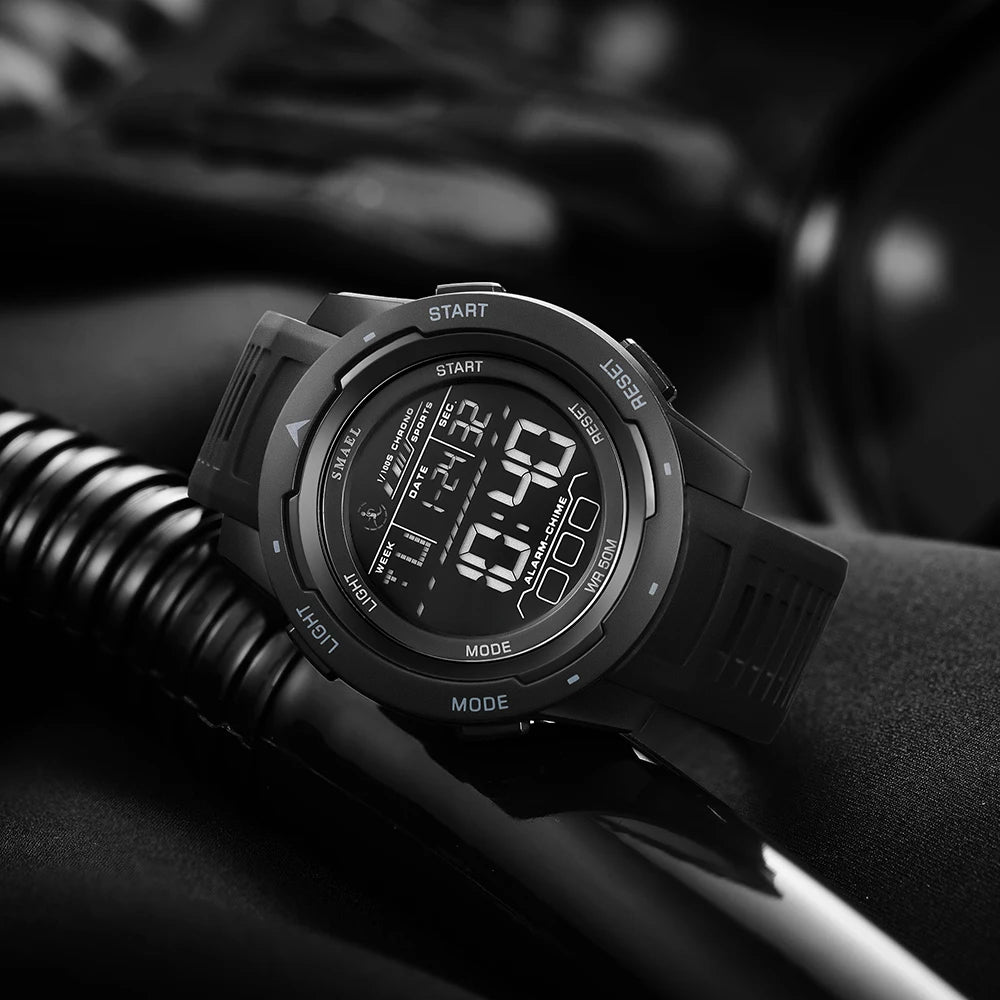 Reloj digital SMAEL 8105, reloj deportivo LED para hombre, resistente al agua 50m, cronómetro con luz para hombre