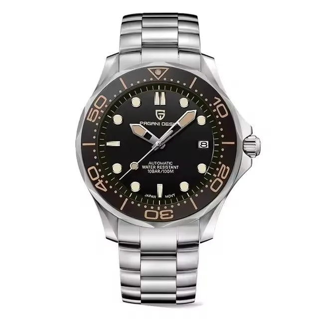 Reloj de lujo mecánico PAGANI DESIGN, bisel de cerámica, cristal de zafiro, fecha, luminoso, movimiento japonés, reloj de acero inoxidable para hombre