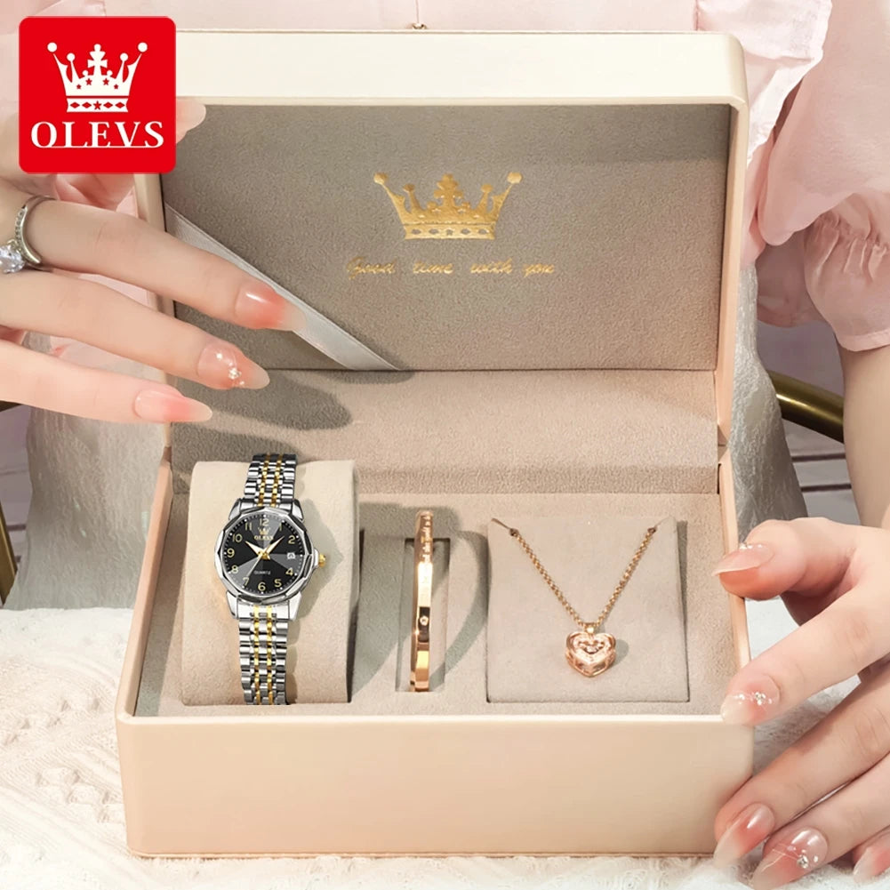 OLEVS Womens Watch Classic Dress Number Female Watches for Ladies Analog Quartz Stainless Steel Waterproof Luminous Date 9970