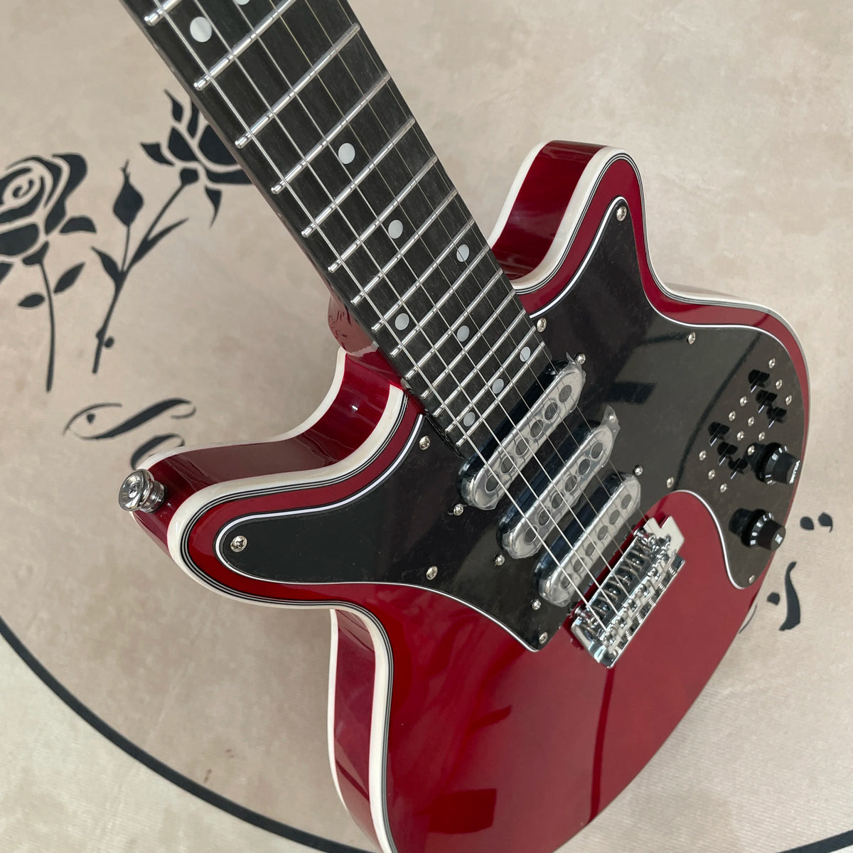 Guitarra eléctrica de 6 cuerdas guitarras rojas herrajes cromados guitarra