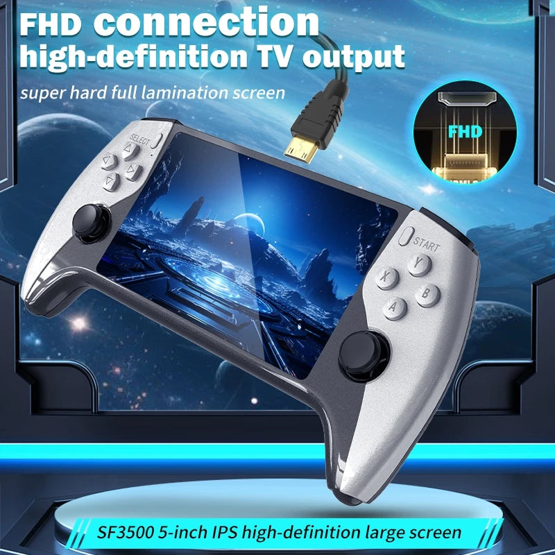 Nueva Consola de Juegos Portátil SF3500, Consola de Juegos Portátil con Pantalla IPS Grande de 5 Pulgadas, Más de 20000 Juegos Integrados, Compatible con Salida de TV
