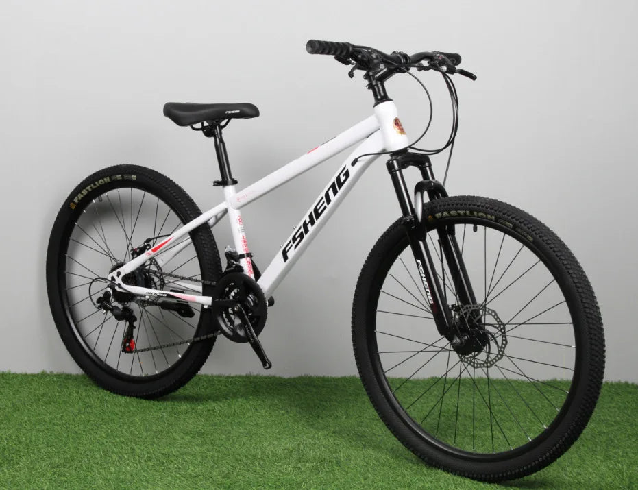 Bicicleta de montaña para adultos, todoterreno, de acero al carbono, con doble freno de disco, amortiguación y velocidad variable