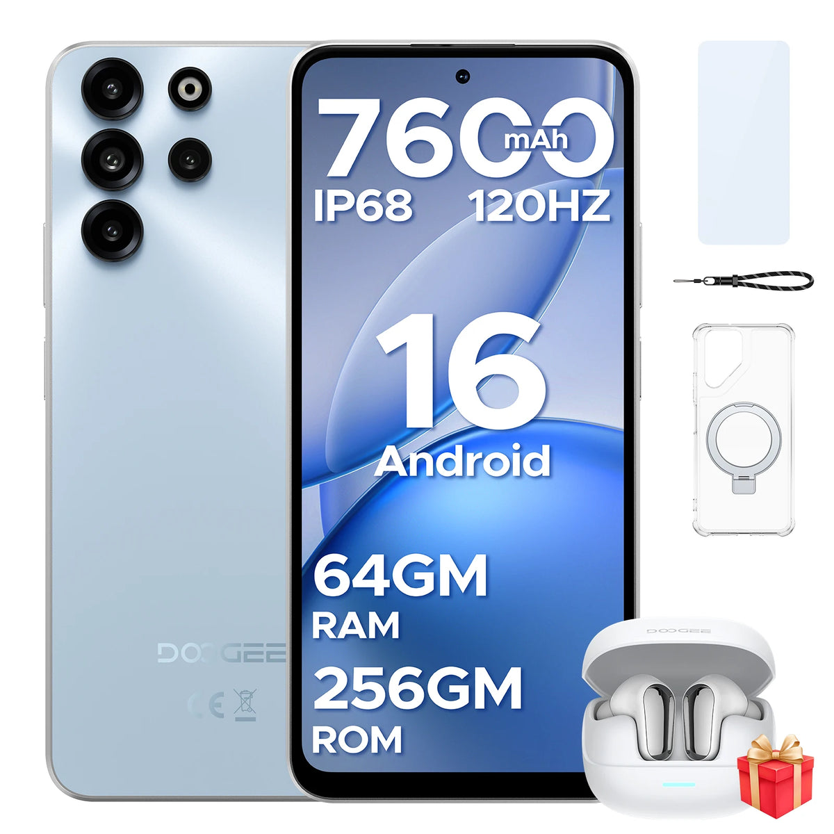 Smartphone DOOGEE B10 Pro 64GB+256GB Pantalla FHD de 6,63” 120Hz IP68 Helio G100 Batería 7600mAh Cámara 64MP Android 16 NFC