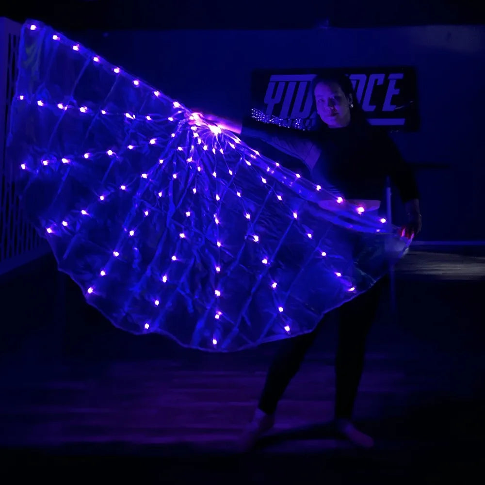 Alas de bandera LED, disfraces luminosos de circo para danza del vientre, luz LED, Ropa de baile para espectáculo de fiesta, accesorios de actuación Rave, 1 Uds.