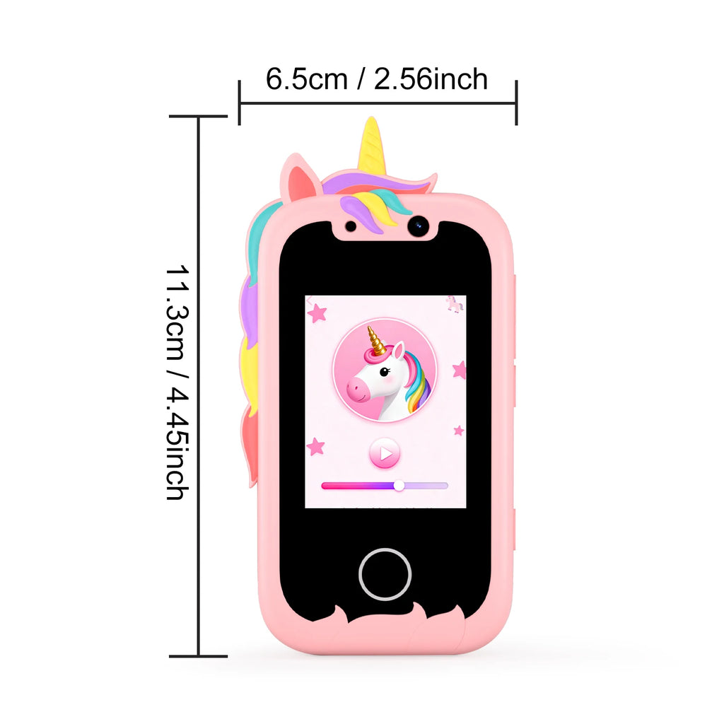 Unicorn Kids Pretend Smart Phone Touch Screen Learning Toy with Camera Music Games for Toddler Girls