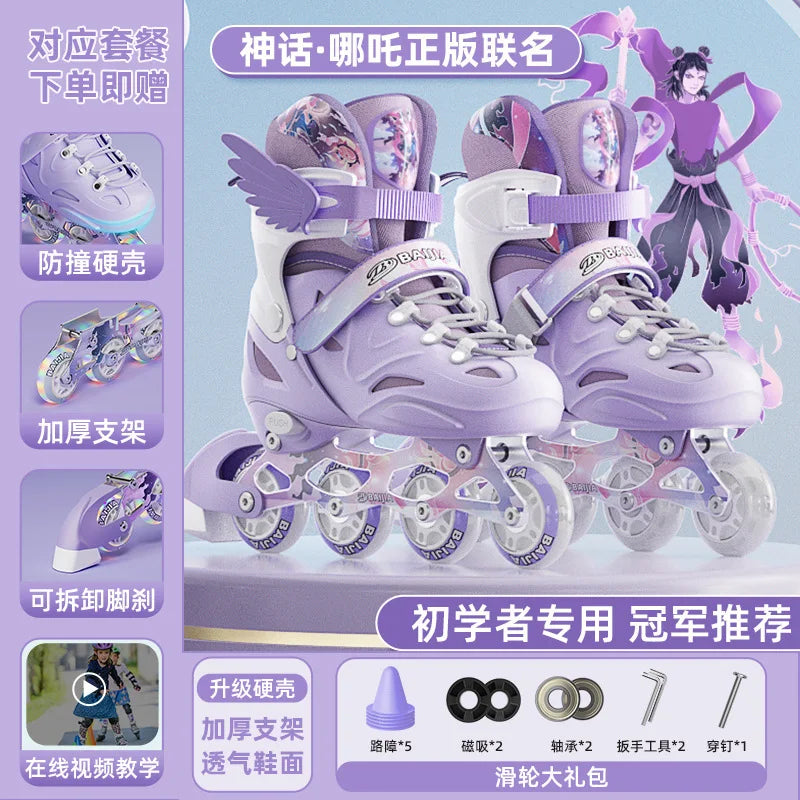 Patines de velocidad casuales para niñas jóvenes, patines de competición con ruedas LED intermitentes para principiantes adultos