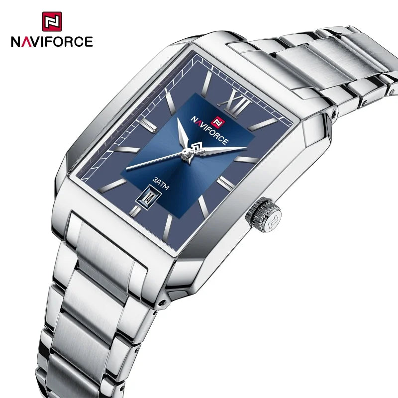 Nuevo reloj de cuarzo para hombre NAVIFORCE, resistente al agua 3ATM, reloj de aniversario, reloj de moda con visualización de fecha, correa de acero inoxidable, regalo para hombre