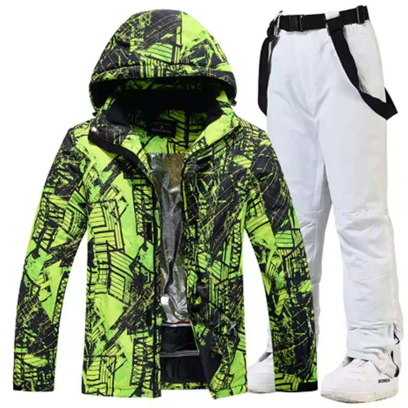 Traje de esquí colorido y cálido para hombre, ropa de snowboard, chaquetas de invierno, pantalones para hombre, ropa impermeable, disfraces de nieve,-30