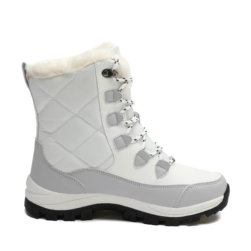 Botas de nieve impermeables para hombre, botas antideslizantes resistentes a la abrasión para exteriores, entresuela 2025, zapatos cálidos para invierno al aire libre