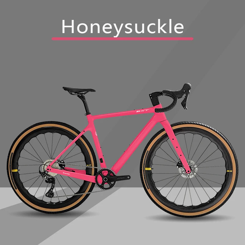 Bicicleta de gravel BXT 700C de fibra de carbono, 11 velocidades GRX-600, ruedas de carbono, manillar de carbono, bicicleta de carretera de gravel completa