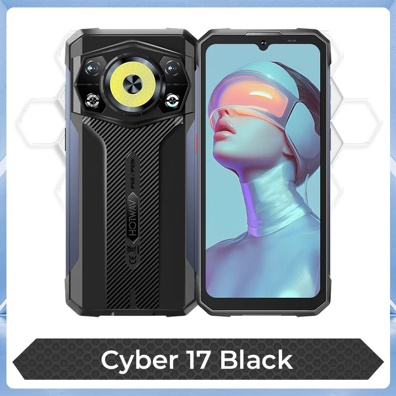 Smartphone ultra resistente HOTWAV Cyber 17 Android 16, 6.75'', 120Hz, luz dinámica RGB, 350LM, 6200mAh, 20W, 6GB 128GB