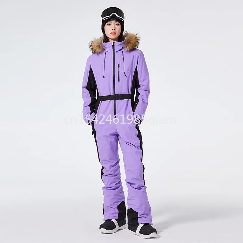 Traje de esquí de una pieza cálido y a la moda para mujer, mono de esquí cortavientos de invierno, traje de snowboard, disfraces de nieve para mujer, para actividades al aire libre