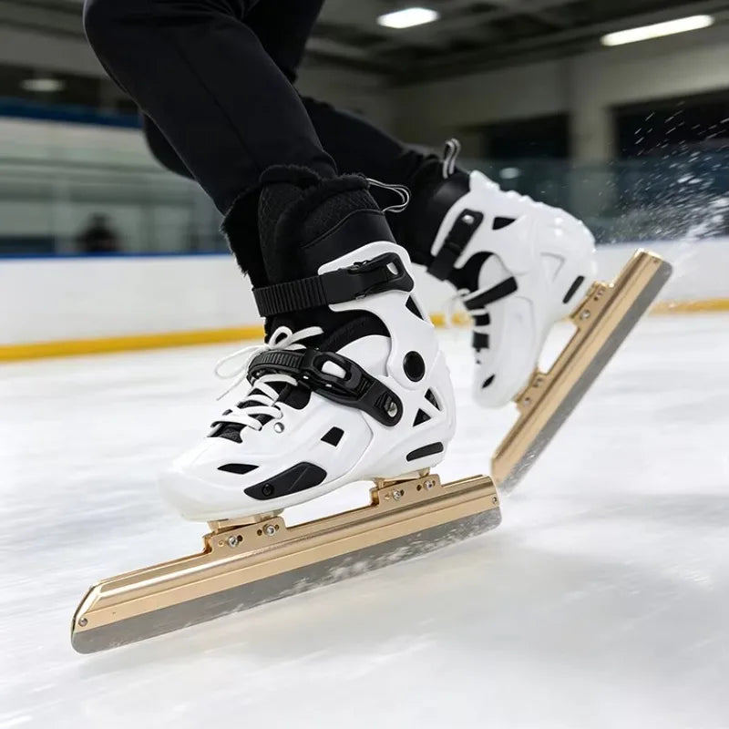Patines de hielo ajustables con velocidad regulable, para adultos y principiantes, con cuchilla de acero al carbono y estructura de aluminio, botas de patinaje sobre hielo para uso en exteriores, talla 36-45.