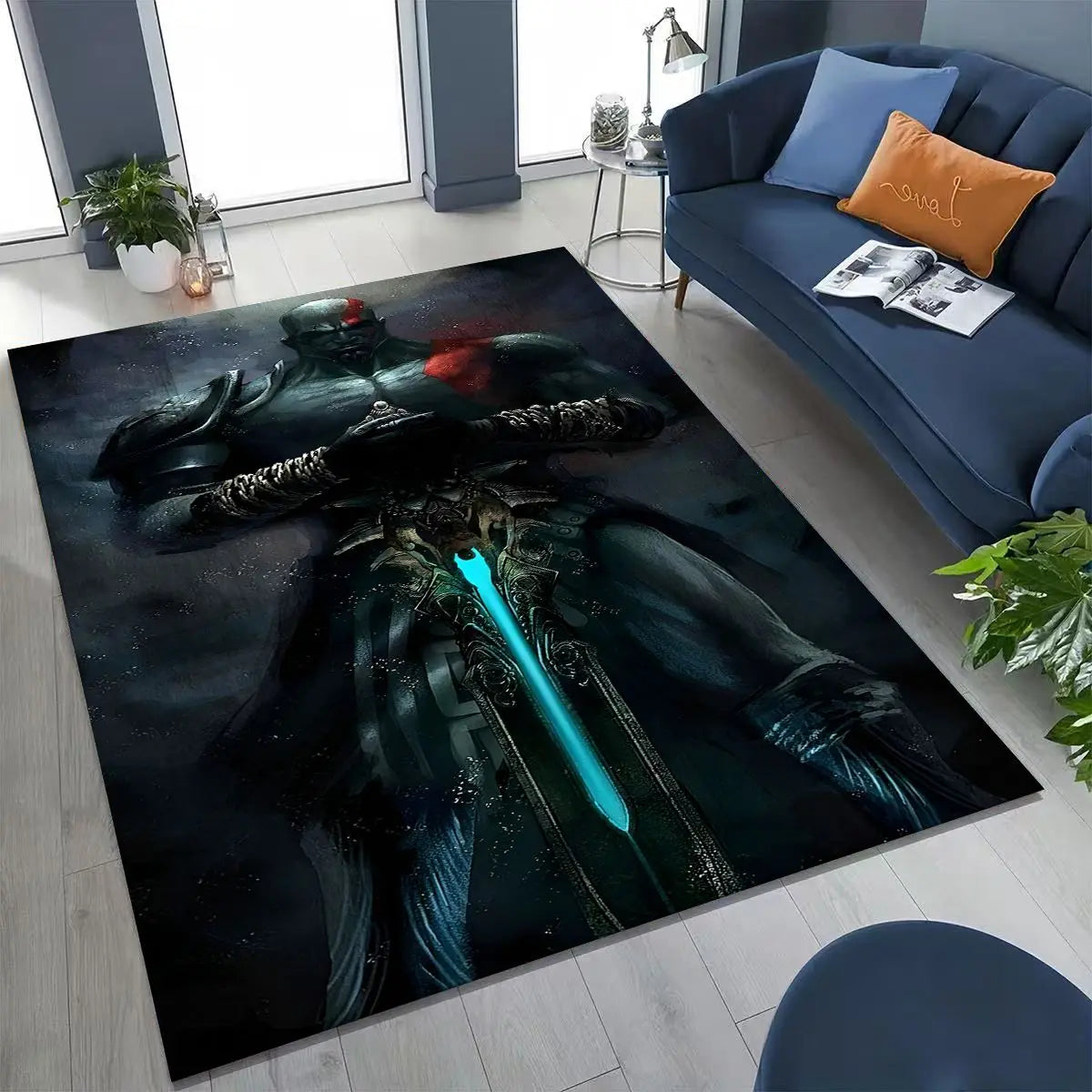 Alfombra de God of War Kratos para dormitorio, sala de estar, sofá, decoración del hogar, felpudo, alfombrilla antideslizante grande para juegos infantiles