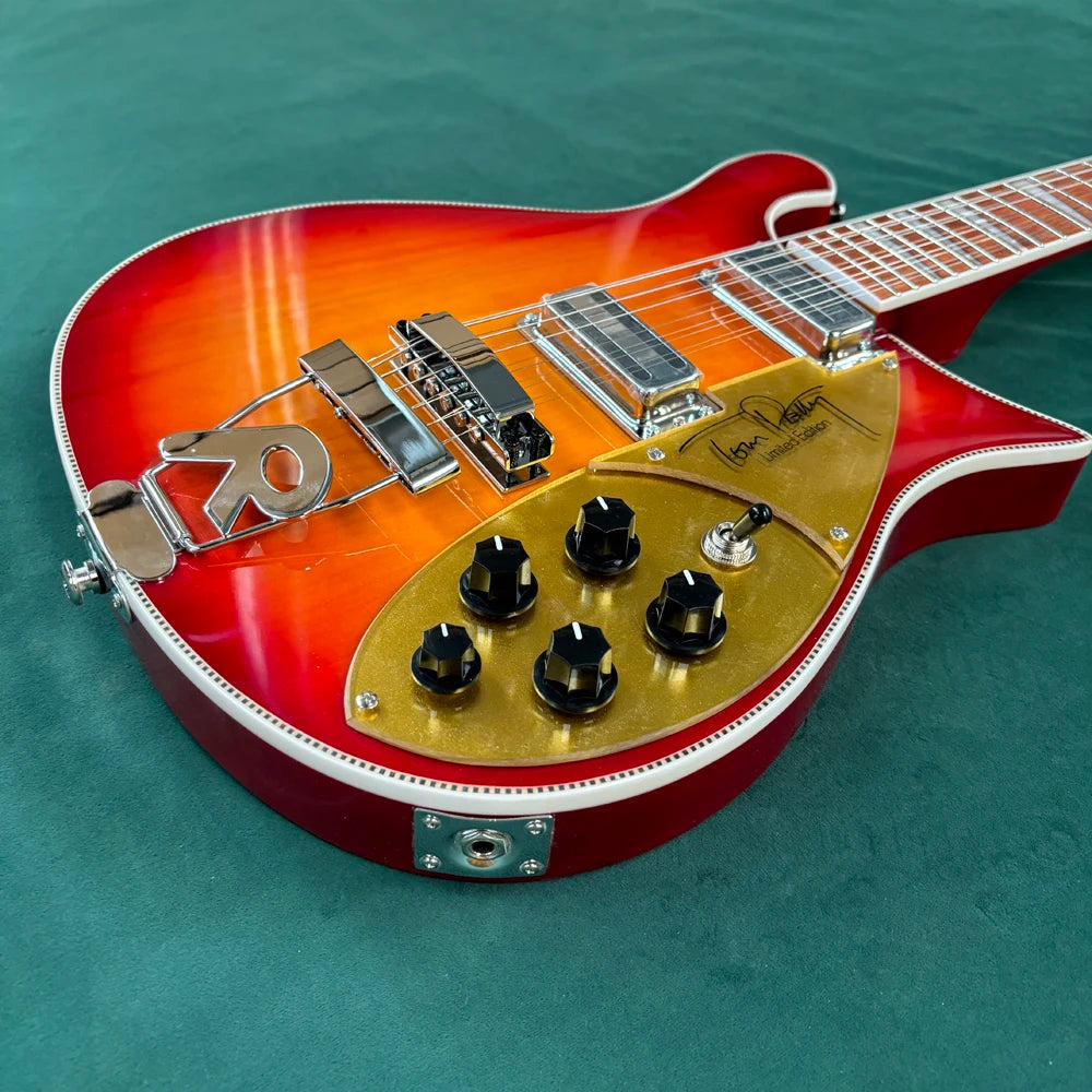Guitarra eléctrica de 12 cuerdas, guitarra de cuerpo semi-hueco con cuerpo de arce, guitarra eléctrica de 21 trastes con pastillas de doble bobina