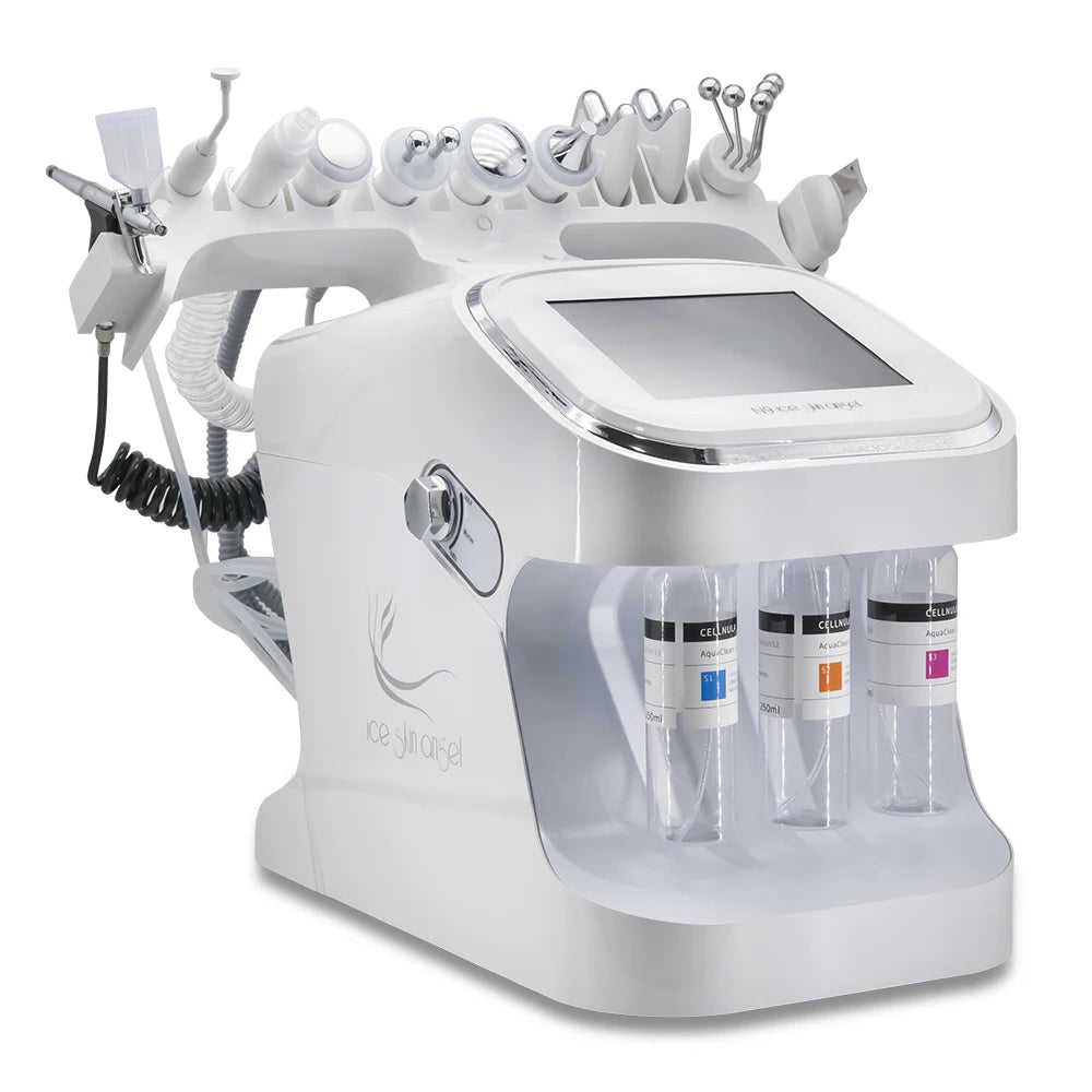 Novlora 10 en 1 Máquina Facial de Hidro-Oxígeno Ice Skin, Limpieza Profunda, Eliminador de Puntos Negros, Microdermoabrasión, Peeling Acuático, Exfoliante para la Piel, Cuidado de la Piel, SPA
