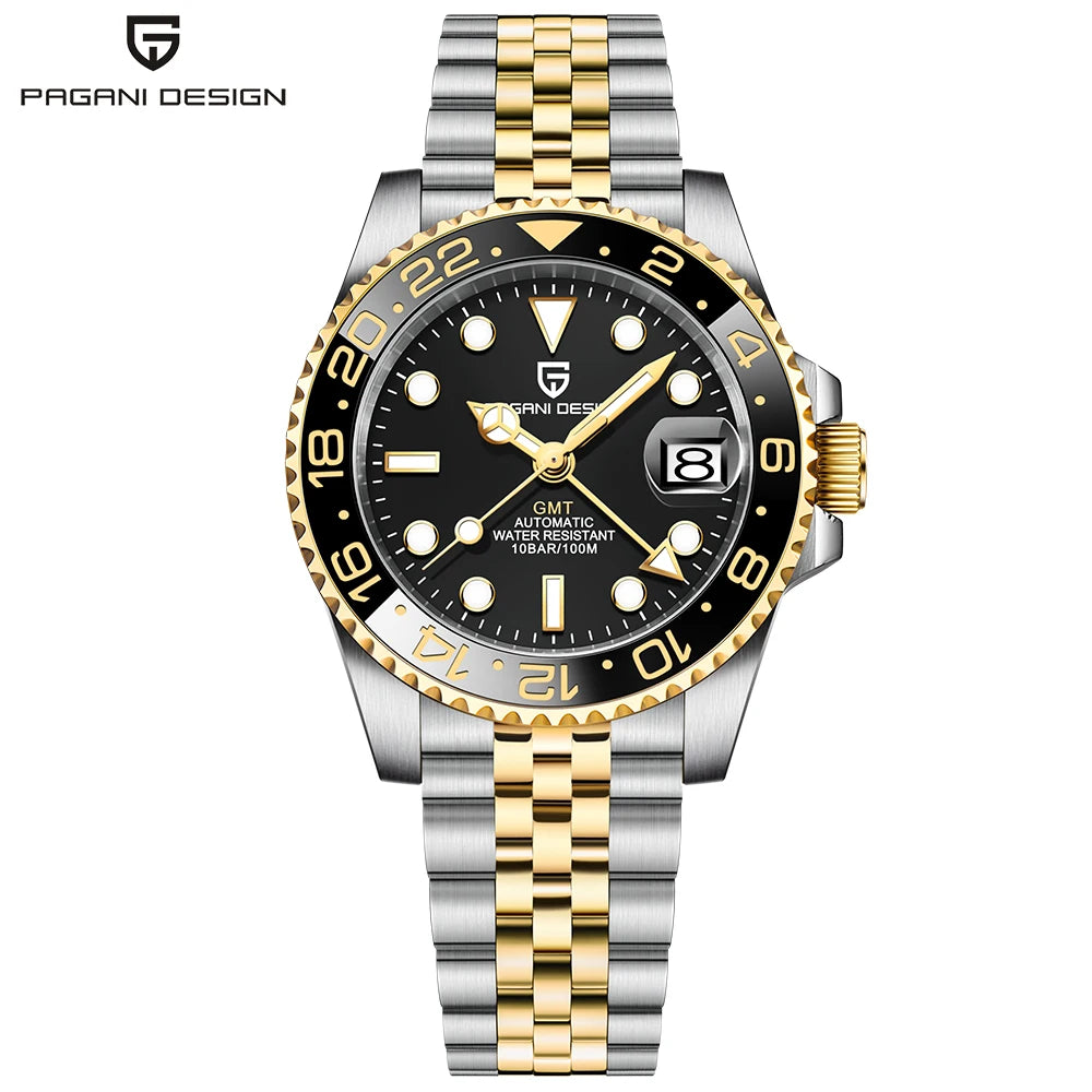 PAGANI DESIGN Reloj automático para hombre, cristal de zafiro, 40 mm, cerámica, GMT, reloj de pulsera mecánico, marca de lujo, deportivo, impermeable