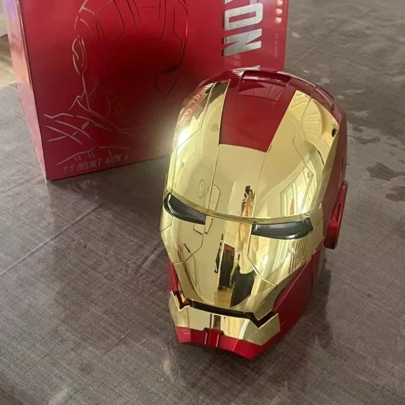 Casco de Iron Man Mk5 Mk50 Mk17, casco con control de voz Jarvis, luz LED, modelo de juguete de la serie para adultos, regalo de cumpleaños.