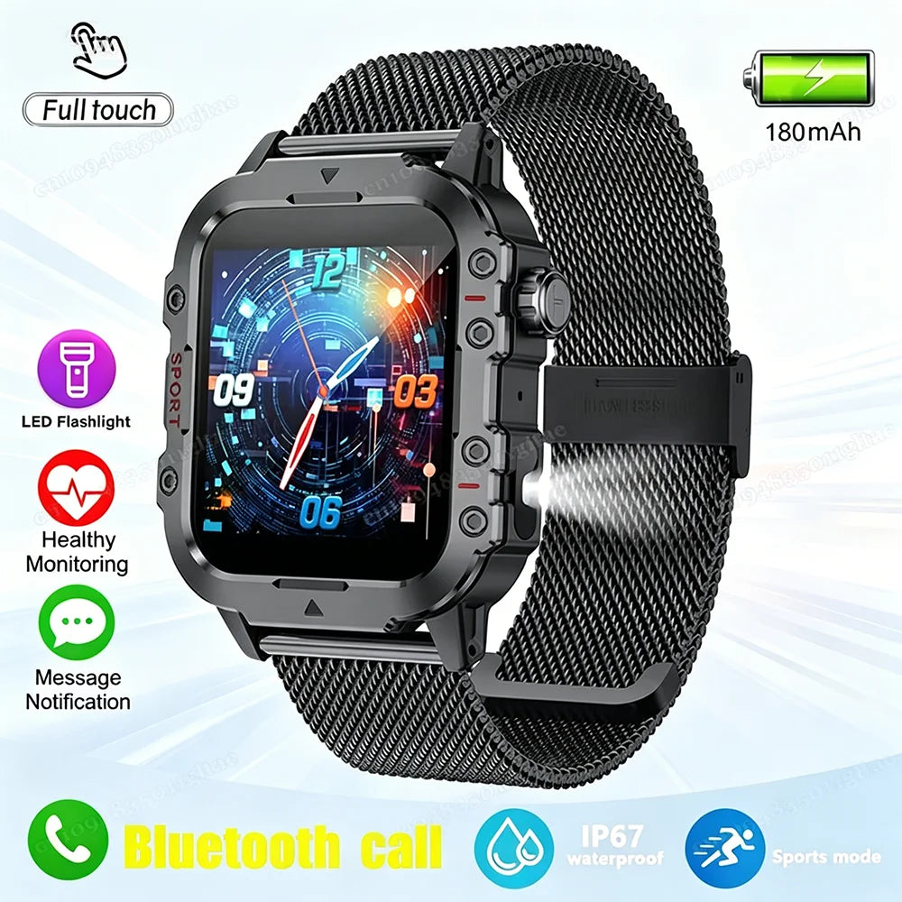 2026 New Military-grade Smart Watch Men GPS Flashlight 3ATM Waterproof Watch Bluetooth Call 100+Sport Outdoor Smartwatch Pk Ht30